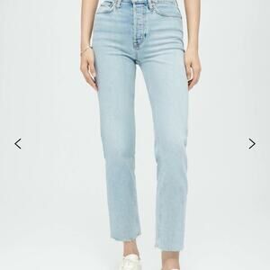 RE/DONE 70’s Stove Pipe high rise straight leg crop jean in light wash sz 32